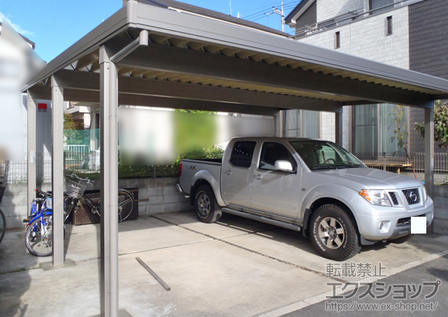 埼玉県飯能市のLIXIL リクシル（トステム）のカーポート テリオスポートIII 3000 2台用 角柱6本 積雪〜100cm対応 施工例