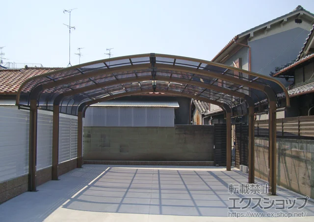 大阪府藤井寺市のLIXIL リクシル（トステム）のカーポート テールポートシグマIII M合掌 延長 積雪～20cm対応 施工例