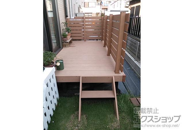 千葉県柏市ののウッドデッキ リウッドデッキ 200＋リウッドデッキフェンス＋リウッドデッキステップ5型 施工例