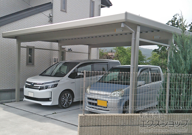 埼玉県秩父郡長瀞町ののカーポート ジーポートneo Bタイプ 2台用 角柱6本仕様 標準鼻隠し 積雪〜100cm対応 施工例