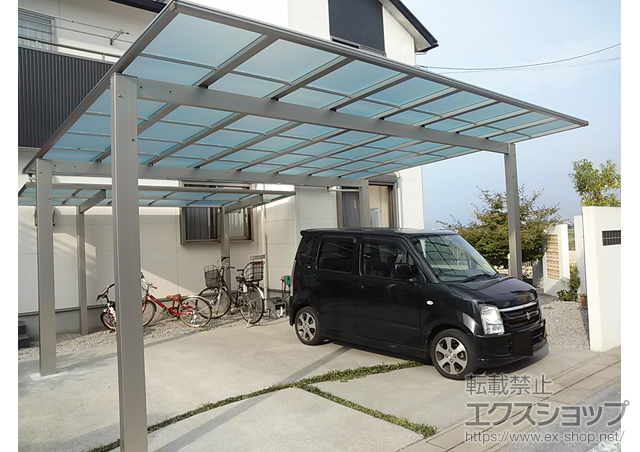 滋賀県愛知郡愛荘町ののサイクルポート・駐輪場、カーポート エフルージュ ツイン 積雪〜20cm対応 施工例