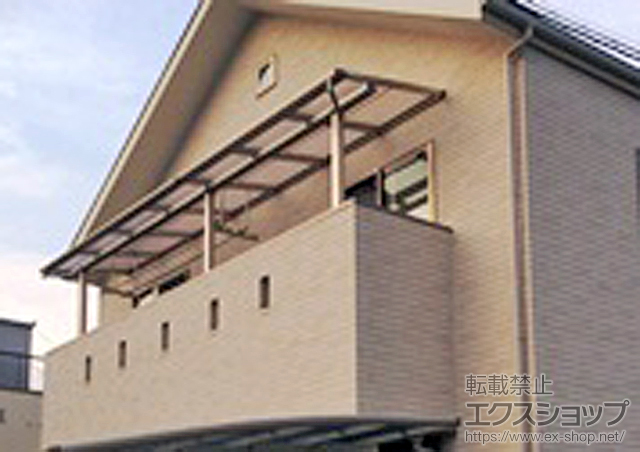大阪府八尾市ののバルコニー・ベランダ屋根 プレシオステラス F型 屋根タイプ 連棟 積雪〜20cm対応 施工例