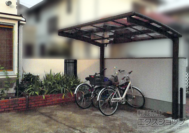 東京都練馬区のLIXIL リクシル（トステム）のサイクルポート・駐輪場 カーブポートシグマIII ミニ 積雪〜20cm対応 施工例