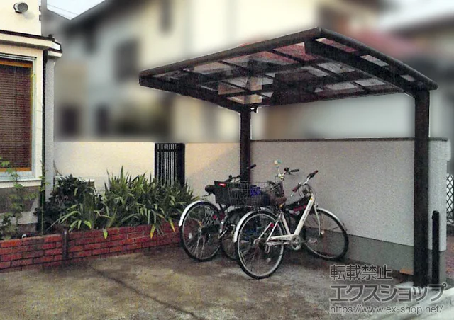 東京都練馬区のLIXIL リクシル（トステム）のサイクルポート・自転車置き場 カーブポートシグマIII ミニ 積雪～20cm対応 施工例
