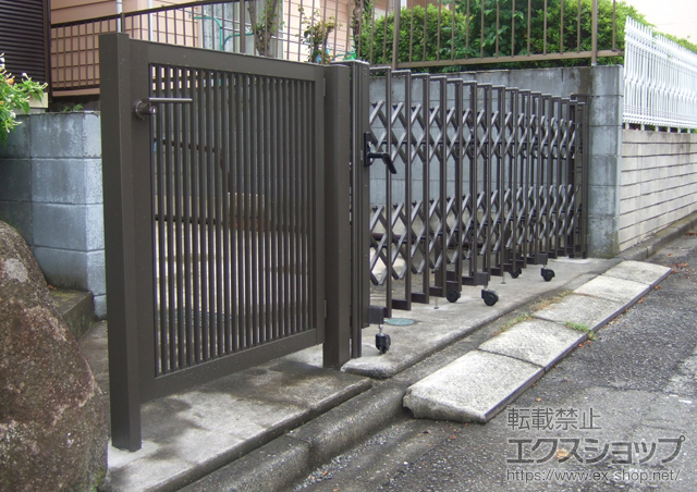 神奈川県相模原市のの門扉 プレスタ門扉2型 片開き 柱使用 施工例
