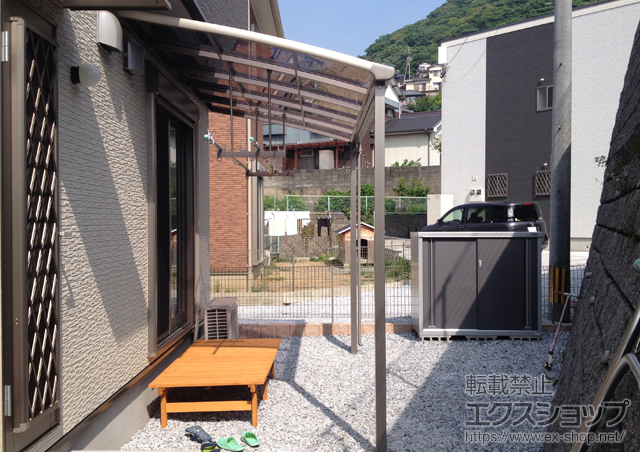 福岡県北九州市のLIXIL リクシル（トステム）のテラス屋根 パワーアルファ L型 テラスタイプ 単体 積雪〜30cm対応 施工例