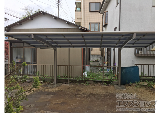 埼玉県朝霞市のLIXIL リクシル（トステム）のカーポート カーブポートシグマIII 積雪〜20cm対応＋着脱式サポート×2本 施工例