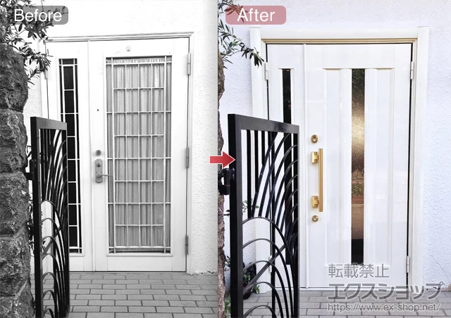 東京都世田谷区のLIXIL リクシル(トステム)の玄関ドア リシェントK4仕様 22親子開き P1型 施工例