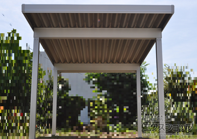 山梨県笛吹市のLIXIL リクシル（トステム）のカーポート テリオスポートIII 3000 角柱4本 積雪〜100cm対応 施工例