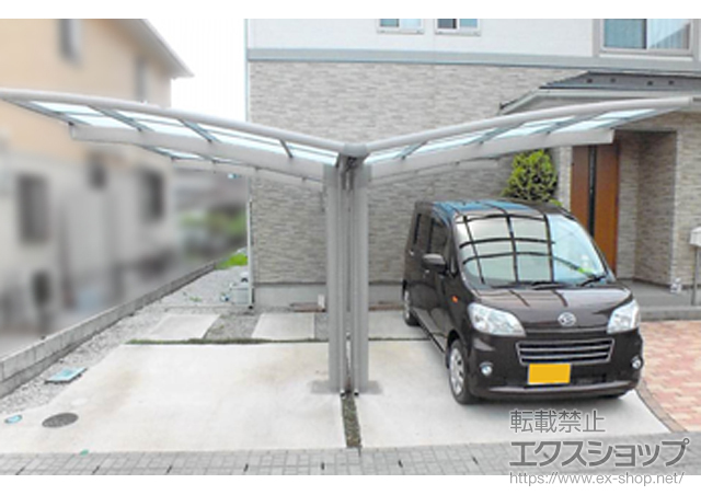 栃木県鹿沼市のLIXIL リクシル（トステム）のカーポート カーブポートシグマIII Y合掌 積雪〜20cm対応 施工例