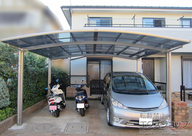 千葉県四街道市のLIXIL リクシル（トステム）のカーポート カーブポートシグマIII ワイド 積雪〜20cm対応 施工例