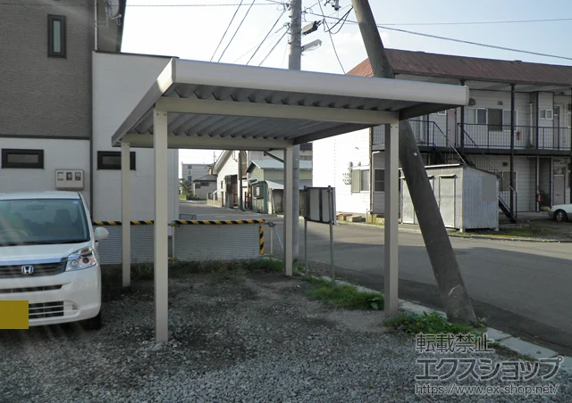 北海道函館市のYKKAPのカーポート ジーポートneo Aタイプ 角柱4本仕様 標準鼻隠し 積雪～100cm対応 施工例