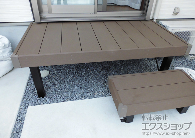 兵庫県姫路市ののウッドデッキ リウッドデッキ 200＋独立式リウッドステップ2型 施工例