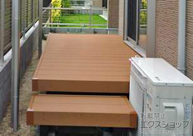 熊本県熊本市ののウッドデッキ リウッドデッキ 200+独立式 リウッドステップ2型×2セット 施工例