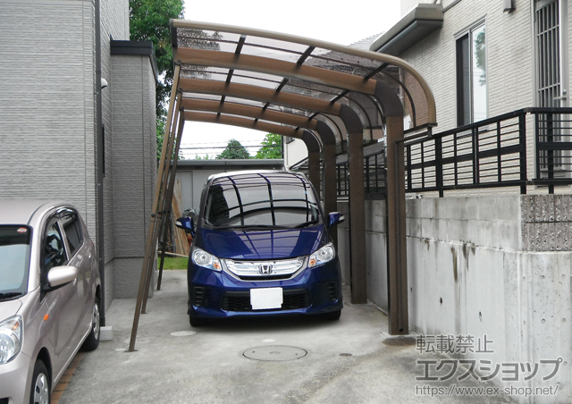 福島県福島市のLIXIL リクシル（トステム）のカーポート テールポートシグマIII 1500 延長 積雪〜50cm対応+テールポートシグマIII 1500 着脱式サポート ロング柱23用 1本入 施工例