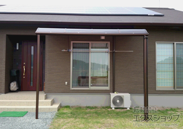 熊本県合志市ののテラス屋根 プレシオステラス R型 テラスタイプ 単体 積雪〜20cm対応+吊り下げ式物干し ロング2本入り 施工例