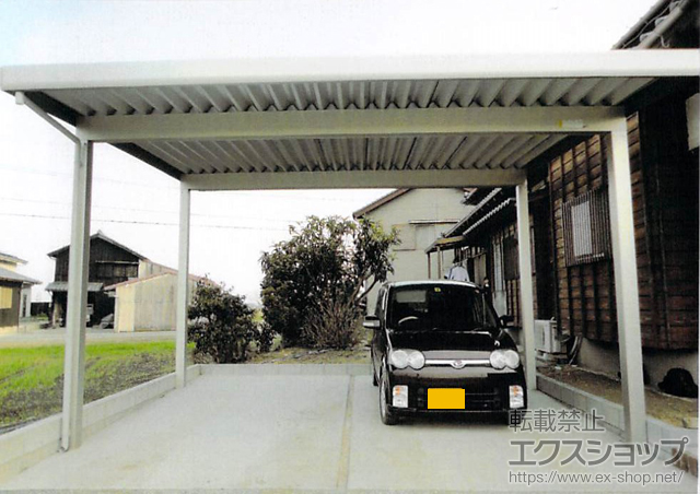福岡県三潴郡大木町ののカーポート レオンポートneo 2台用 角柱4本仕様 標準鼻隠し 積雪〜50cm対応 施工例