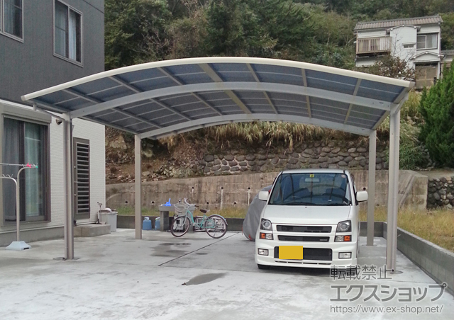 静岡県賀茂郡西伊豆町ののカーポート レイナツインポートグラン　積雪〜20cm対応＋屋根ふき材補強部品 2セット 施工例