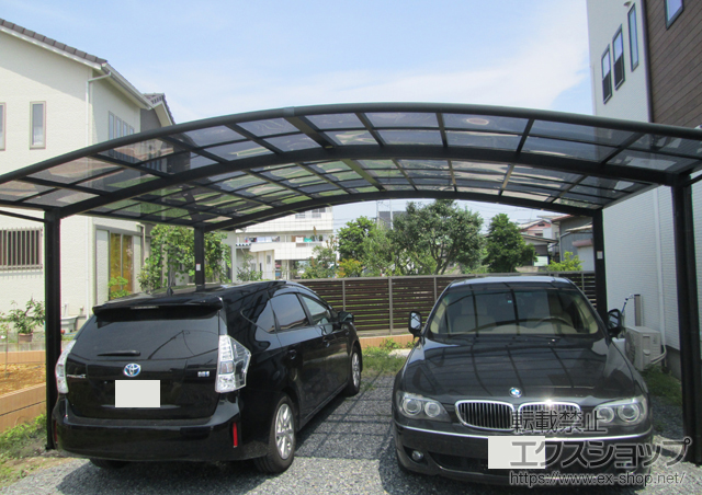 群馬県前橋市のLIXIL リクシル（トステム）のカーポート カーブポートシグマIII ワイド 積雪〜20cm対応 施工例