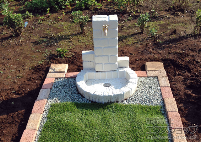 茨城県小美玉市のの立水栓・ガーデンシンク 立水栓ユニット サークルタイプ 施工例