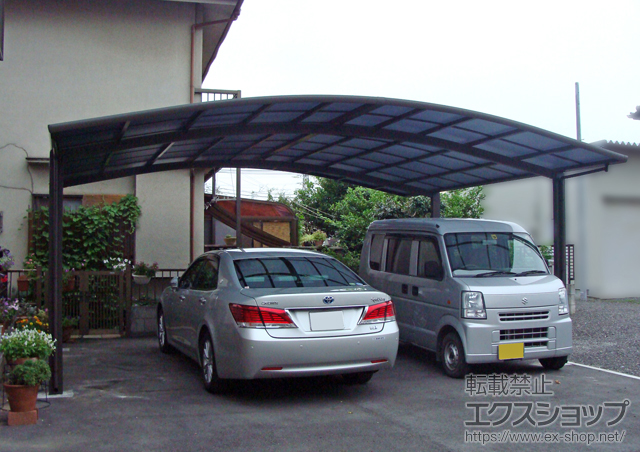 茨城県土浦市のLIXIL リクシル（トステム）のカーポート カーブポートシグマIII ワイド 積雪〜20cm対応 施工例