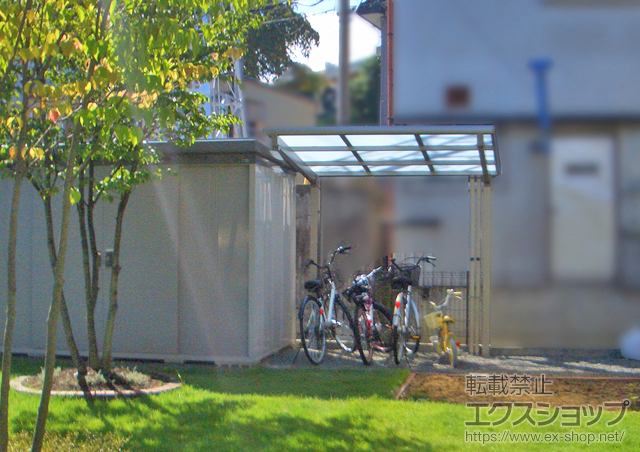 福島県二本松市のLIXIL リクシル（トステム）のサイクルポート・駐輪場 レークパークシグマIII オープンタイプ 積雪〜20cm対応+着脱式サポート（1本入り） 施工例