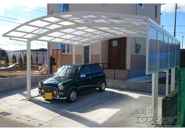 宮城県名取市ののカーポート レイナツインポートグラン　積雪〜20cm対応＋サイドパネル＋屋根ふき材補強部品（2セット） 施工例
