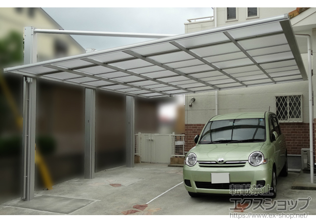 福岡県宗像市ののカーポート ダブルフェース 側面支持タイプ 積雪〜20cm対応 施工例