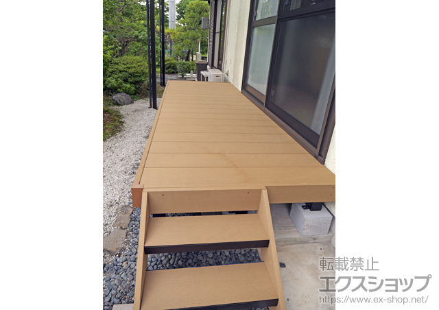 京都府宇治市ののウッドデッキ リウッドデッキ 200+階段式リウッドステップ5型 Sタイプ 2段 施工例