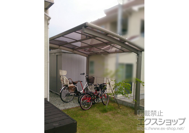 宮城県白石市のLIXIL リクシル（トステム）のサイクルポート・駐輪場 カーブポートシグマIII ミニ 積雪〜20cm対応 施工例