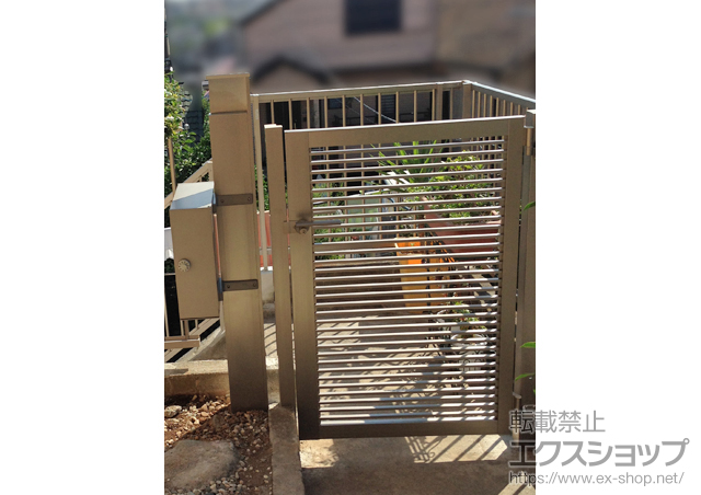 神奈川県横浜市のの門扉 プレスタ門扉 1型 細横桟 片開き 柱使用 施工例