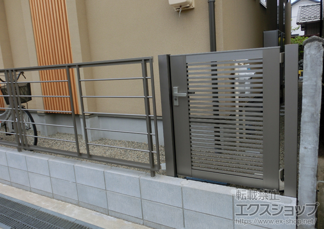 愛知県稲沢市のの門扉 ライシス門扉 1型 細横桟 片開き 柱使用 施工例