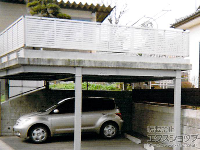 宮城県気仙沼市ののフェンス・柵 エクスラインフェンス5型 横太格子 自由柱施工 施工例