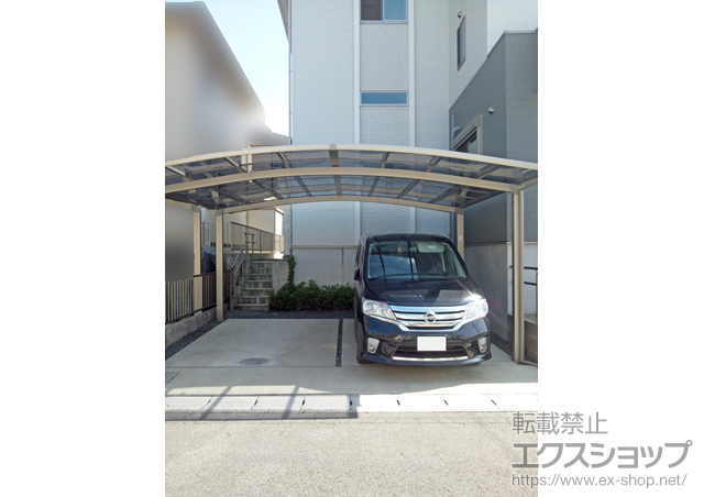 岐阜県多治見市のLIXIL リクシル（トステム）のカーポート カーブポートシグマIII ワイド 積雪〜20cm対応 施工例