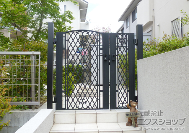 愛知県長久手市のの門扉 ジョイラルA型 両開き親子 門柱タイプ 施工例