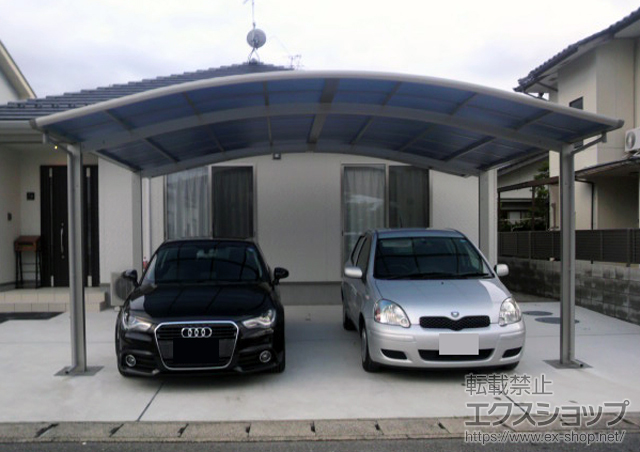 島根県浜田市ののカーポート プレシオスポート ワイド 積雪〜20cm対応 施工例