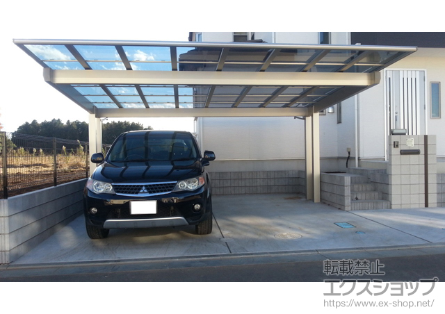 茨城県つくば市ののカーポート エフルージュツインEX 後方支持タイプ 積雪〜20cm対応 施工例