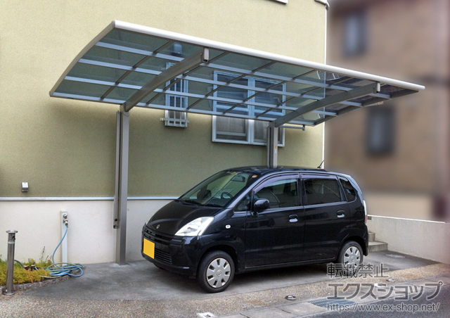 三重県鈴鹿市ののカーポート プレシオスポート 積雪〜20cm対応+着脱式サポート（2本入り1セット） 施工例