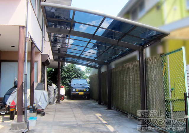 東京都小平市のLIXIL リクシル（トステム）のカーポート カーブポートシグマIII 延長 積雪〜20cm対応 施工例