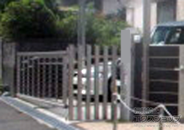 福岡県宗像市ののカーゲート ルシアスアップゲートワイド 3型 横太格子 電動 複合カラー 施工例