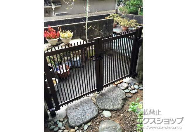 香川県高松市のの門扉 レスティン門扉 11型 両開き 門柱使用 施工例