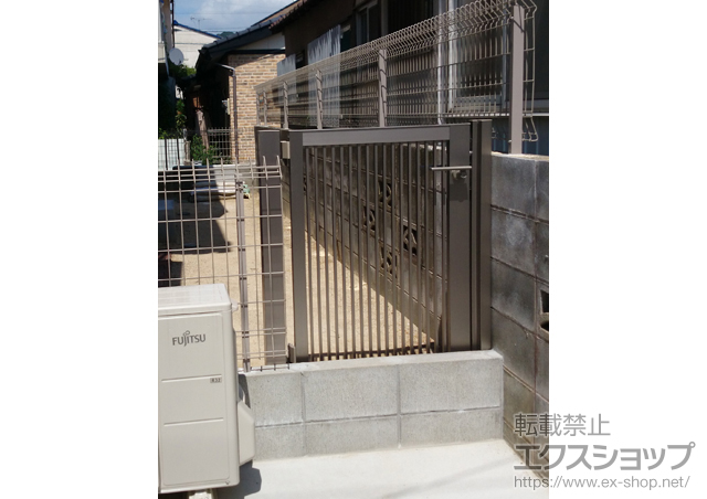 福岡県福岡市のの門扉 プレスタ門扉 2型 細たて桟 片開き 柱使用 施工例