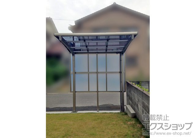 兵庫県明石市のLIXIL リクシル（トステム）のサイクルポート・駐輪場 カーブパークシグマIII パネル1面囲い 積雪〜20cm対応 施工例