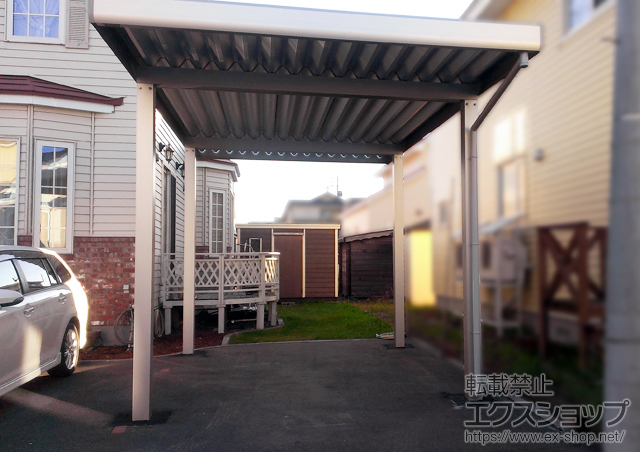 北海道苫小牧市ののカーポート ジーポートneo 積雪100cmAタイプ 角柱4本柱 積雪〜100cm対応 施工例