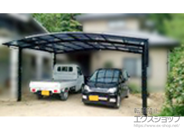 長野県駒ヶ根市のLIXIL リクシル（トステム）のカーポート カーブポートシグマIII ワイド 積雪〜20cm対応+サイドパネル≪片側のみ≫ 施工例