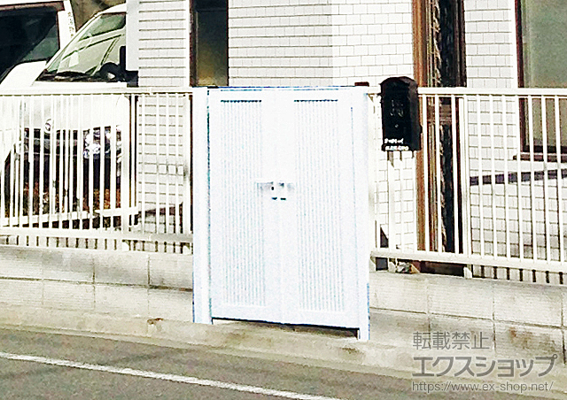 東京都荒川区のの門扉 ライシス門扉 2型 細たて桟 両開き 柱使用 施工例