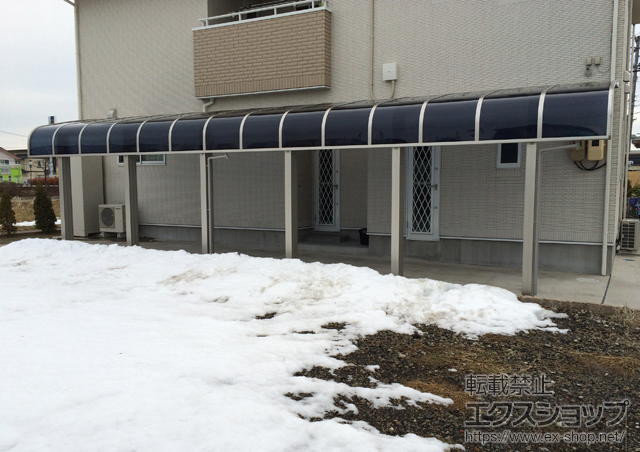 宮城県大崎市ののカーポート レイナキャップポートグラン50 縦連棟 積雪〜50cm対応＋屋根ふき材補強部品 2セット 施工例