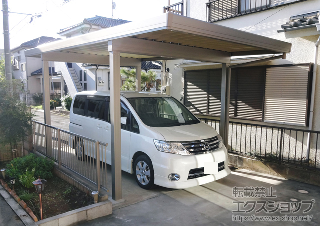 埼玉県比企郡嵐山町のLIXIL リクシル（トステム）のカーポート テリオスポートIII 3000 角柱4本仕様 積雪〜100cm対応 施工例