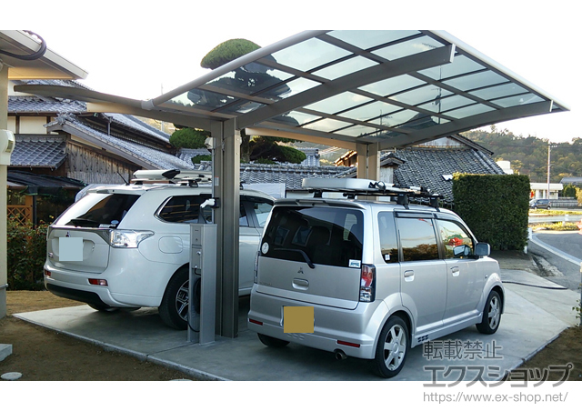 愛媛県今治市のLIXIL リクシル（トステム）のカーポート カーブポートシグマIII Y合掌 積雪〜20cm対応 施工例