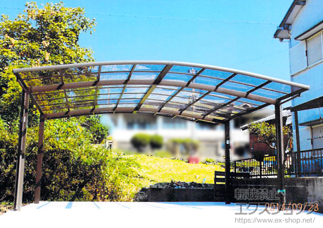 兵庫県洲本市のLIXIL リクシル（トステム）のカーポート カーブポートシグマIII ワイド 積雪〜20cm対応 施工例